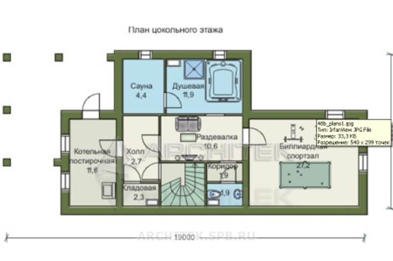 T-055-K Проект дома из кирпича с цокольным этажом, мансардой, сауной, террасой, верандой