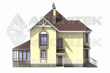 T-056-P Проект двухэтажного коттеджа с эркером из газобетона 12.3×13.5