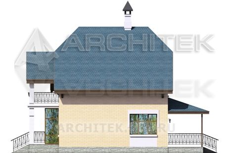 T-065-P Проект дома из газобетона с мансардой, балконом, верандой 10.8×13.8