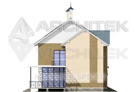 T-066-K Проект коттеджа из кирпича с мансардой, балконом, террасой 10.8×11.7