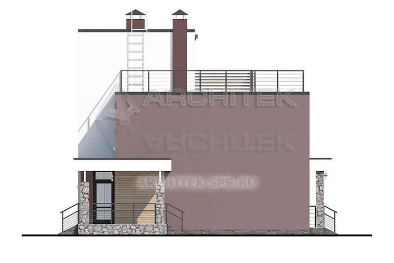 T-088-P Проект современного компактного дома из газобетона с эксплуатируемой кровлей и террасой 9.3×10.2