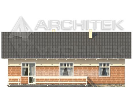 V-001-F проект маленького дачного каркасного дома с террасой