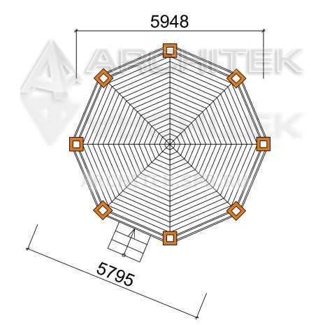 V-008-F проект круглой каркасной беседки