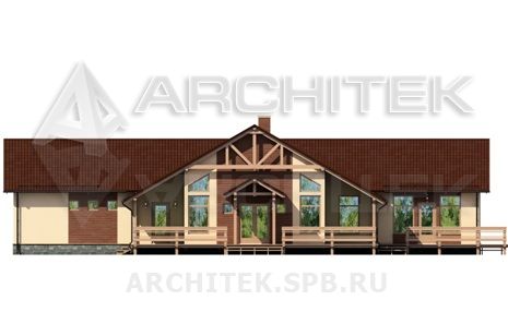 V-010-F проект одноэтажного каркасного дома с террасой
