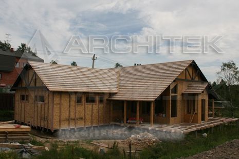 V-010-F проект одноэтажного каркасного дома с террасой
