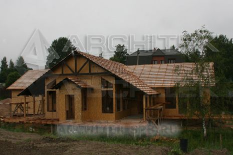 V-011-F проект одноэтажного каркасного дома с террасой