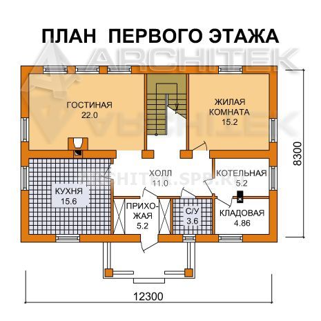 V-012-P проект простого дома из газобетона с мансардой 8.3х12.3