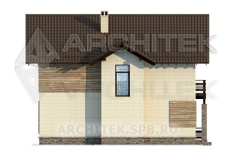 V-024-P проект экономичного коттеджа из пеноблоков с балконом, мансардой 10х10