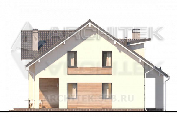 VR-016-P/1 проект двухэтажного дома из газобетонных блоков с мансардой и террасой
