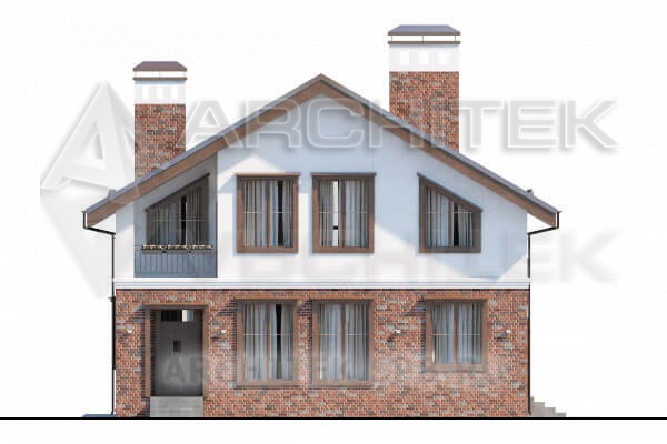 VR-018-P/1 проект дома из газобетона с мансардой и террасой 13.2×11.8