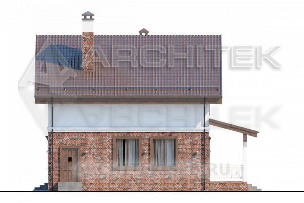 VR-018-P/1 проект дома из газобетона с мансардой и террасой 13.2×11.8