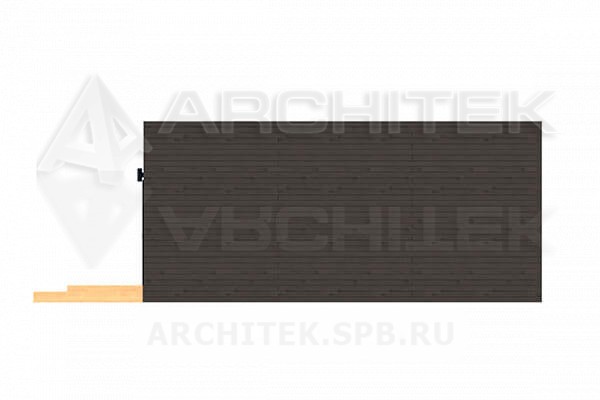 VR-027-P проект маленького современного одноэтажного дома из газобетонных блоков с двумя террасами