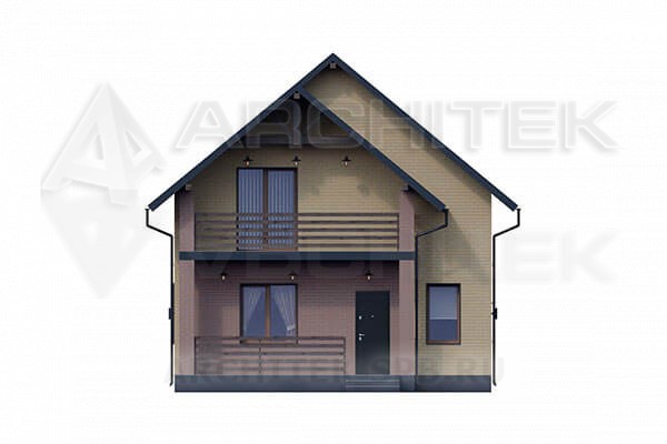 VR-031-P/1 проект простого дома из газобетона с мансардой, террасой, балконом