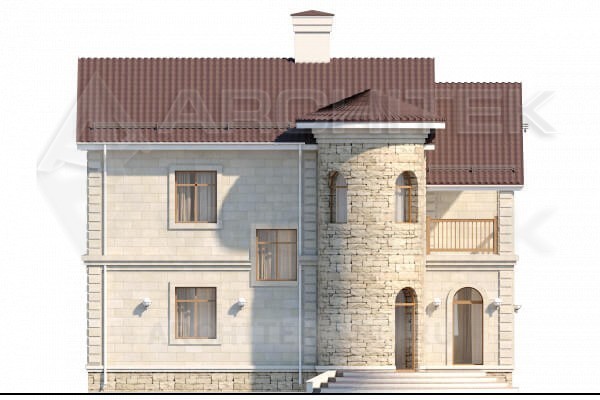 VR-036-P проект двухэтажного дома из газобетона с эркером и балконом 12.65×11.9
