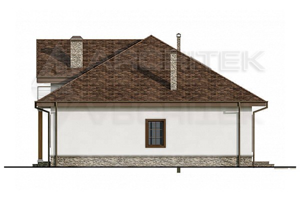 VR-083-P проект дома из газобетона с мансардой, балконом и террасой 14.9×15.05