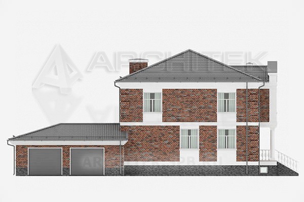 VR-084-P/1 проект двухэтажного дома из газобетона с подвалом и гаражом на 2 авто