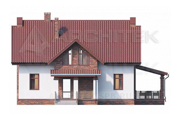 VR-086-P/1 проект дома из газобетонных блоков с мансардой, вторым светом и полуоткрытой террасой 15.9×15.4