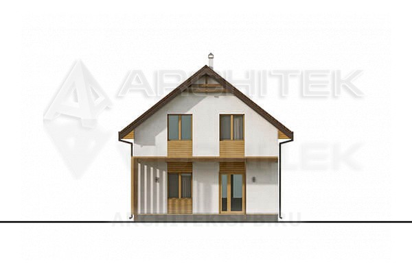 VR-095-P/1 проект загородного дома из газобетона 13.46×8.1 с мансардой и террасой