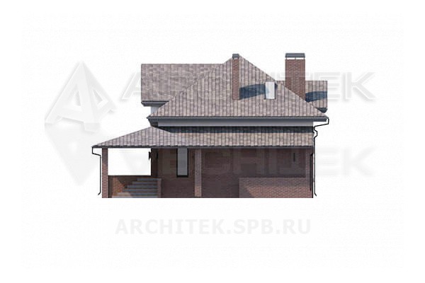 VR-123-P/1 проект дома из газобетона 21.57×12.13 с мансардой, цокольным этажом, террасой и гаражом-навесом