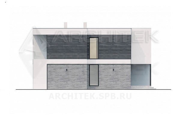 VR-150-P проект современного двухэтажного дома из газобетона с плоской крышей, балконом и террасой 14.2×15.5