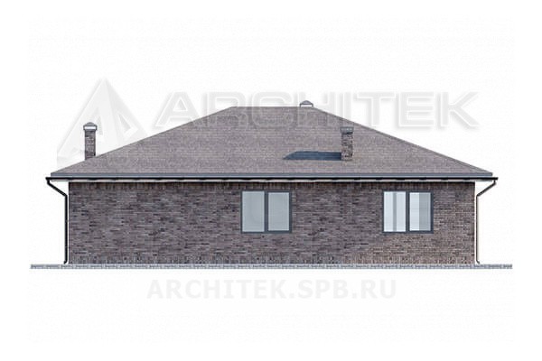 VR-177-P готовый проект загородного одноэтажного коттеджа 13.78×12.88 из пеноблоков с террасой и 3 спальнями