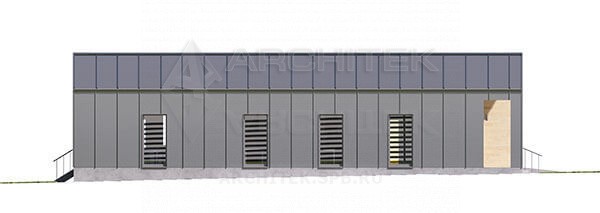 VR-208-P/1 проект современного одноэтажного коттеджа 21×11.67 в стиле барнхаус из газобетона с гаражом и террасой