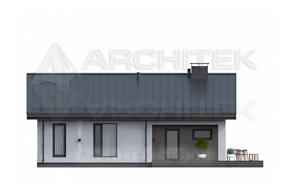 VR-263-P проект одноэтажного коттеджа из пеноблоков с террасой 15.04×12.24