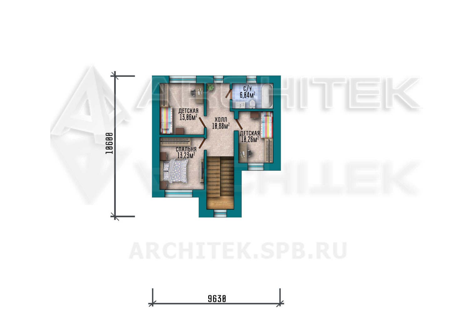 VR-271-P/1 проект двухэтажного дома из пеноблоков 13.93×19.47 с гаражом, террасой и парной