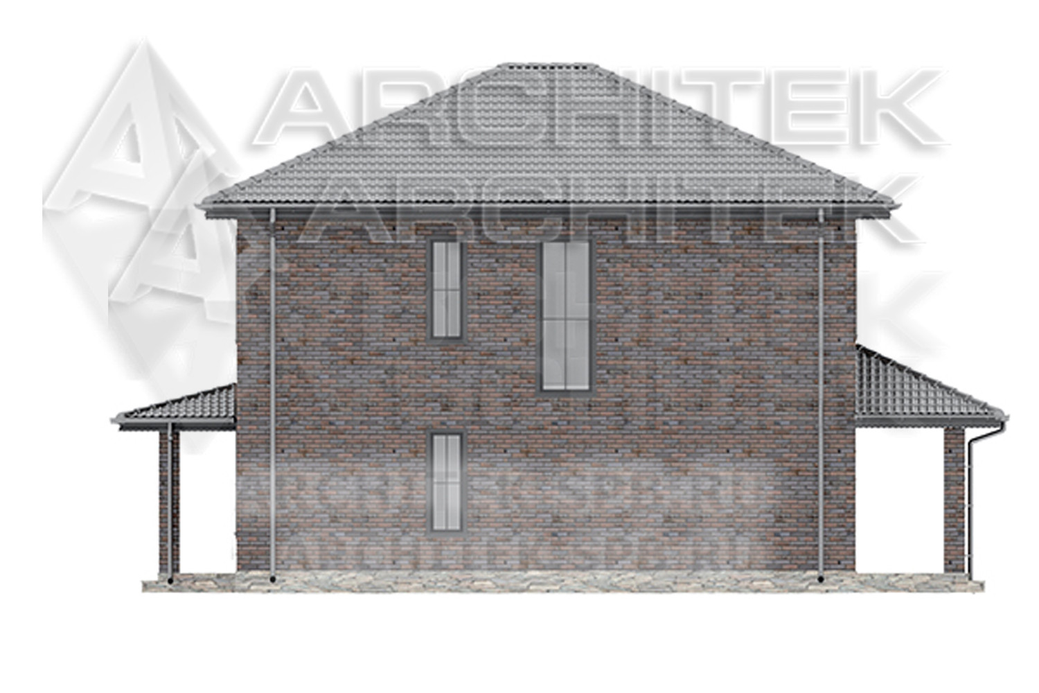 VR-273-K Проект двухэтажного дома из кирпича 16×10 с террасой и балконом