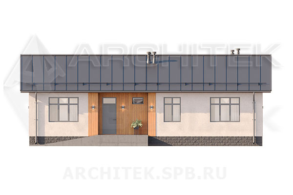 VR-277-P проект одноэтажного дома из газобетонных блоков с террасой 16.3×11.6