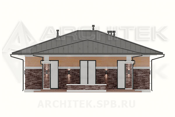 VR-282-P проект 1-этажного загородного дома из газобетонных блоков 12.55×18.3 с террасой