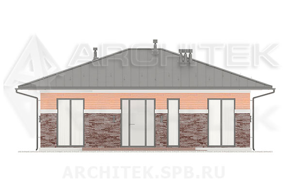 VR-283-P/1 проект 1-этажного загородного дома из газобетона 12.55×11.6