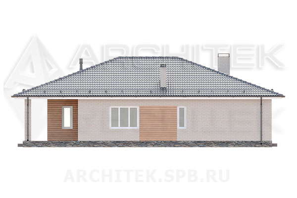 VR-287-P/1 проект 1-этажного дома из газобетонных блоков с террасой 11.9×15.45