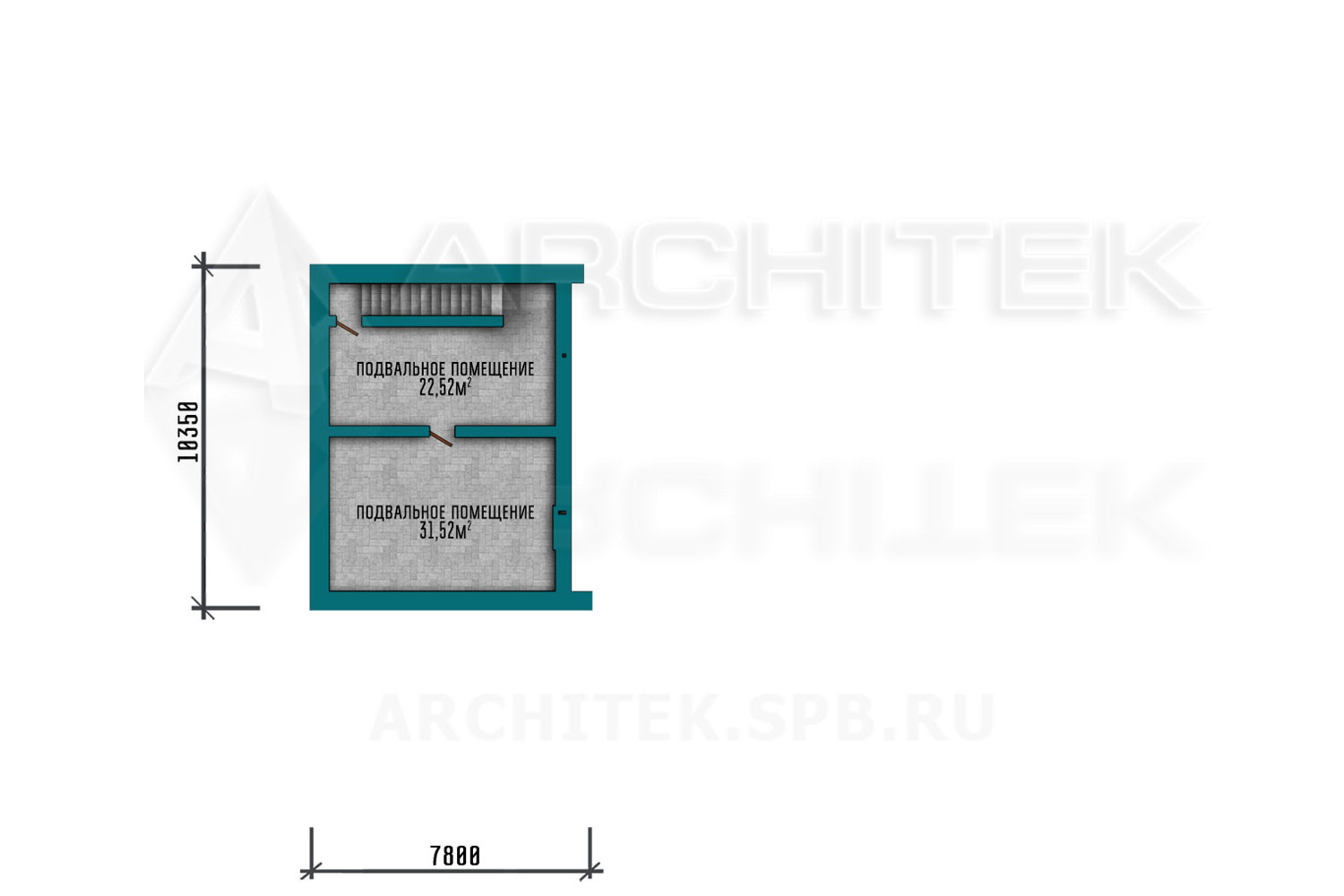 VR-307-K/1 проект дома из кирпича 24.24×22 с подвалом, террасой, гаражом и навесом