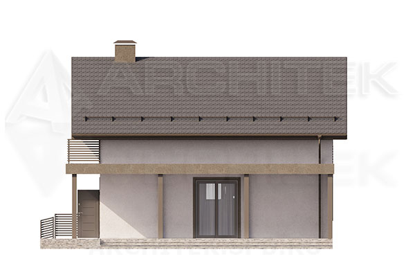VR-308-P/1 проект коттеджа 12.57×13 из газобетона с мансардой, террасой и балконом