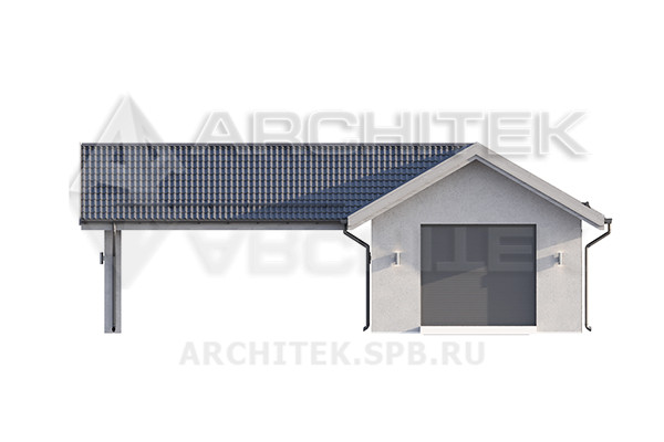 VR-421-K/1 Проект кирпичного гаража 38 м² с навесом12.3х9.4