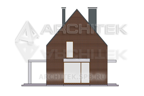 VR-478-P/1 Проект современного дома в стиле барнхаус из пеноблоков с мансардой, террасой, навесом для авто15.8×11