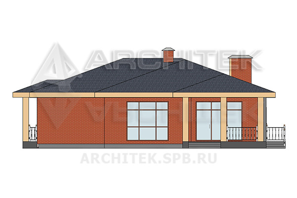 VR-480-P Проект одноэтажного дома из газобетона 18×15.7 с террасой