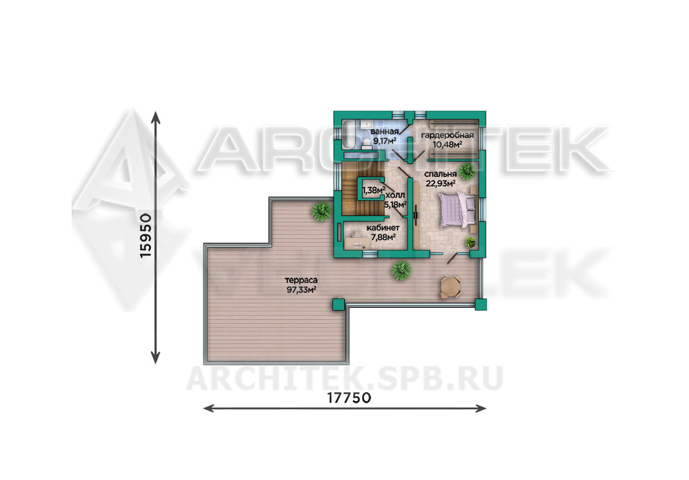 VR-537-P Готовый проект трехэтажного дома из газобетонных блоков 24х19 с плоской крышей, бассейном, гаражом, сауной, террасой, вторым светом