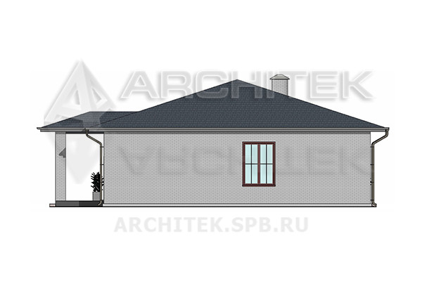 VR-542-K Готовый проект загородного одноэтажного кирпичного дома с эркером и террасой 19×1