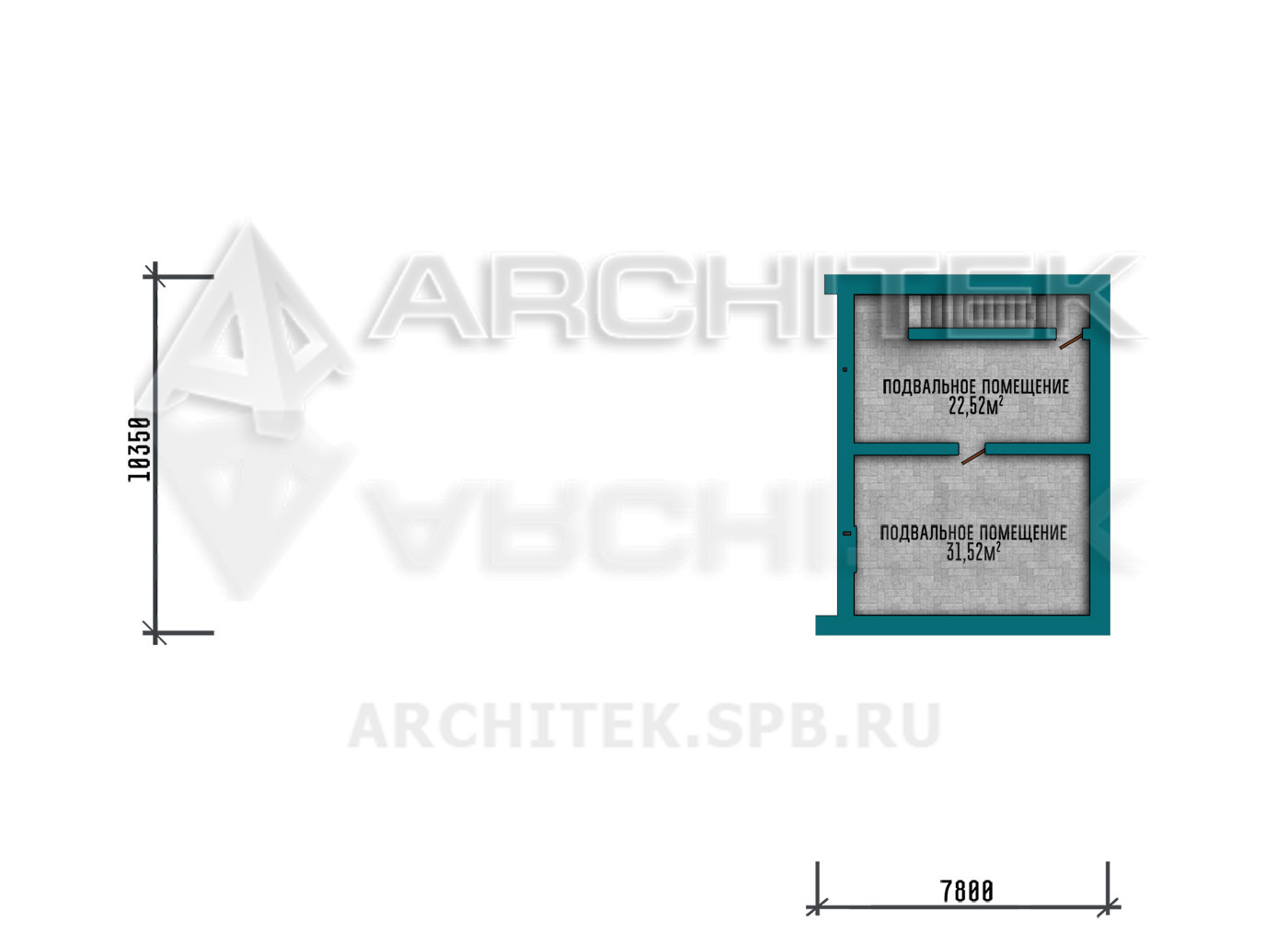 VR-546-K Проект 1-этажного кирпичного дома с гаражом, подвалом, террасой 24х22