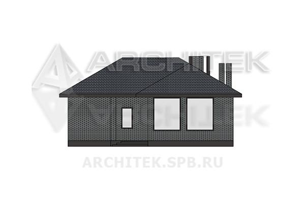 VR-563-K/1 Готовый проект одноэтажного дома из кирпича с верандой 18.4×11.6
