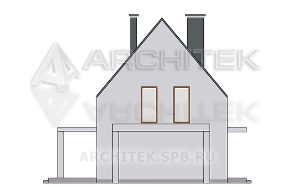 VR-564-P Готовый проект современного дома из газобетонных блоков с мансардным этажом, террасой, гаражом-навесом 15.8×11