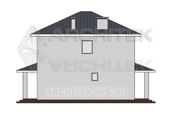VR-565-P Готовый проект простого 2х-этажного дома из газобетона 9×9
