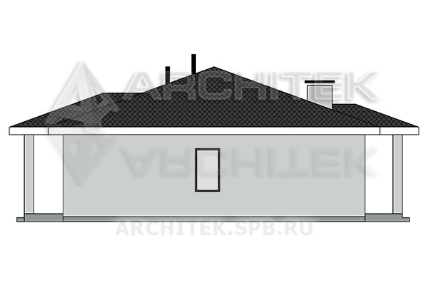 VR-571-P/1 Готовый проект загородного одноэтажного дома из пеноблоков с террасой 15.2×15.8
