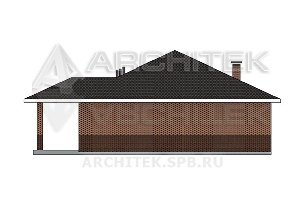 VR-572-P Проект компактного одноэтажного дома 15.5×17.7 из газобетонных блоков с террасой
